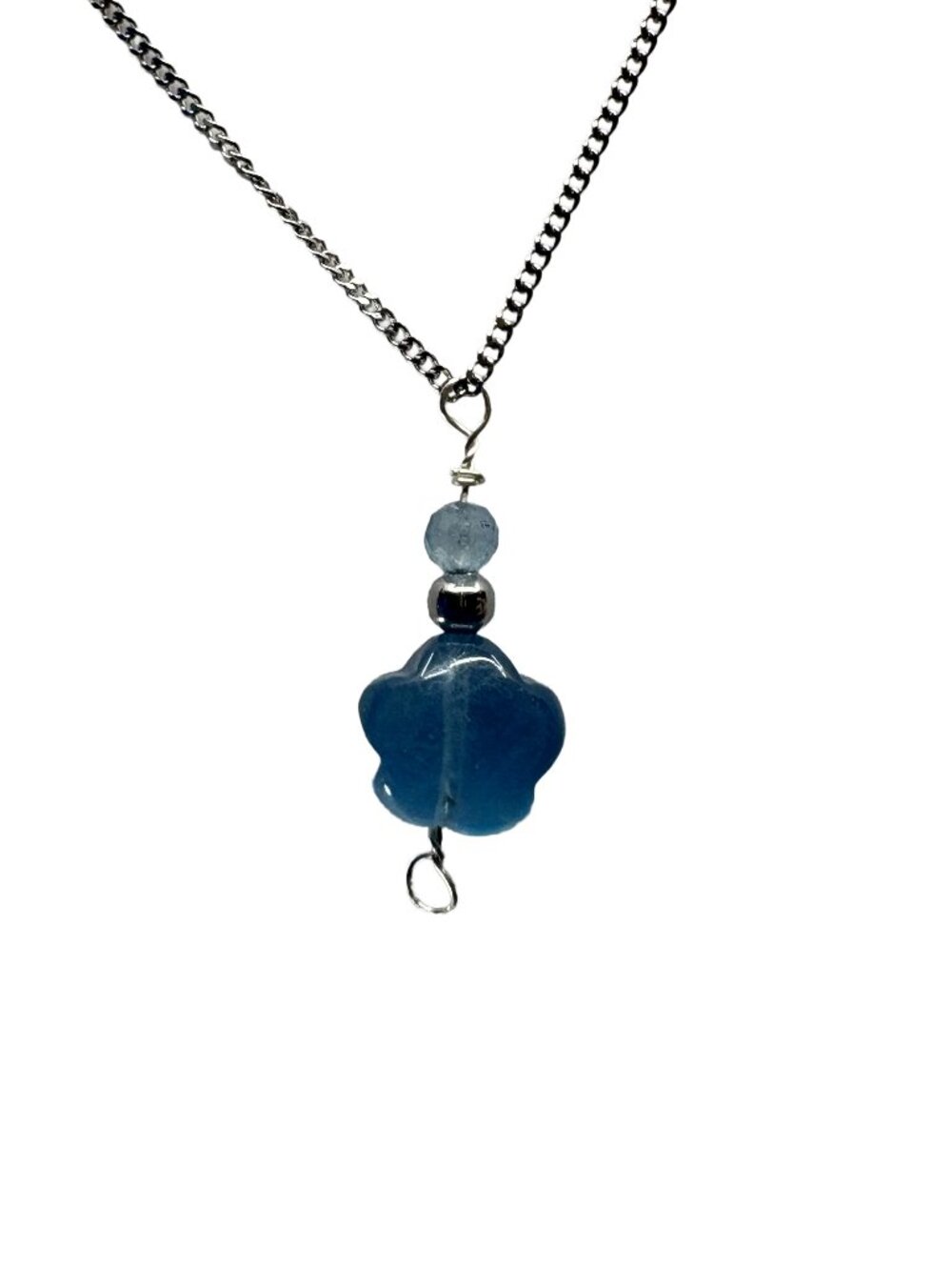 12mm Natural Aquamarine Star Pendant Necklace 18" March Birthstone Throat Chakra